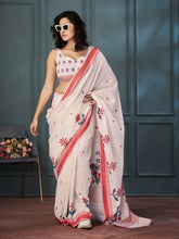 India Silk Off-White Sarees Crafted With Handloom Linen Showcase Beautiful Weaving That Highlights Traditional Artistry